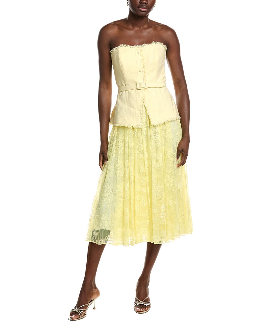 Badgley Mischka Tweed Lace Combo Cocktail Dress