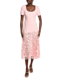 Badgley Mischka Crepe Lace Midi Dress