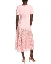 Badgley Mischka Crepe Lace Midi Dress