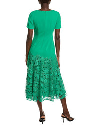Badgley Mischka Crepe Lace Midi Dress