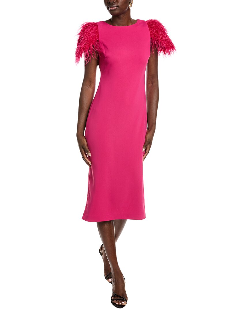 Badgley Mischka Feather Shoulder Cocktail Dress