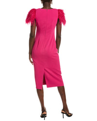 Badgley Mischka Feather Shoulder Cocktail Dress