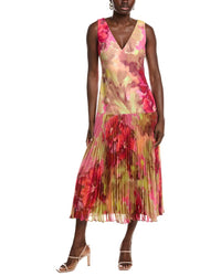 Badgley Mischka Drop Waist Pleated Cocktail Dress