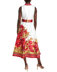 Badgley Mischka Boarder Floral Cocktail Dress