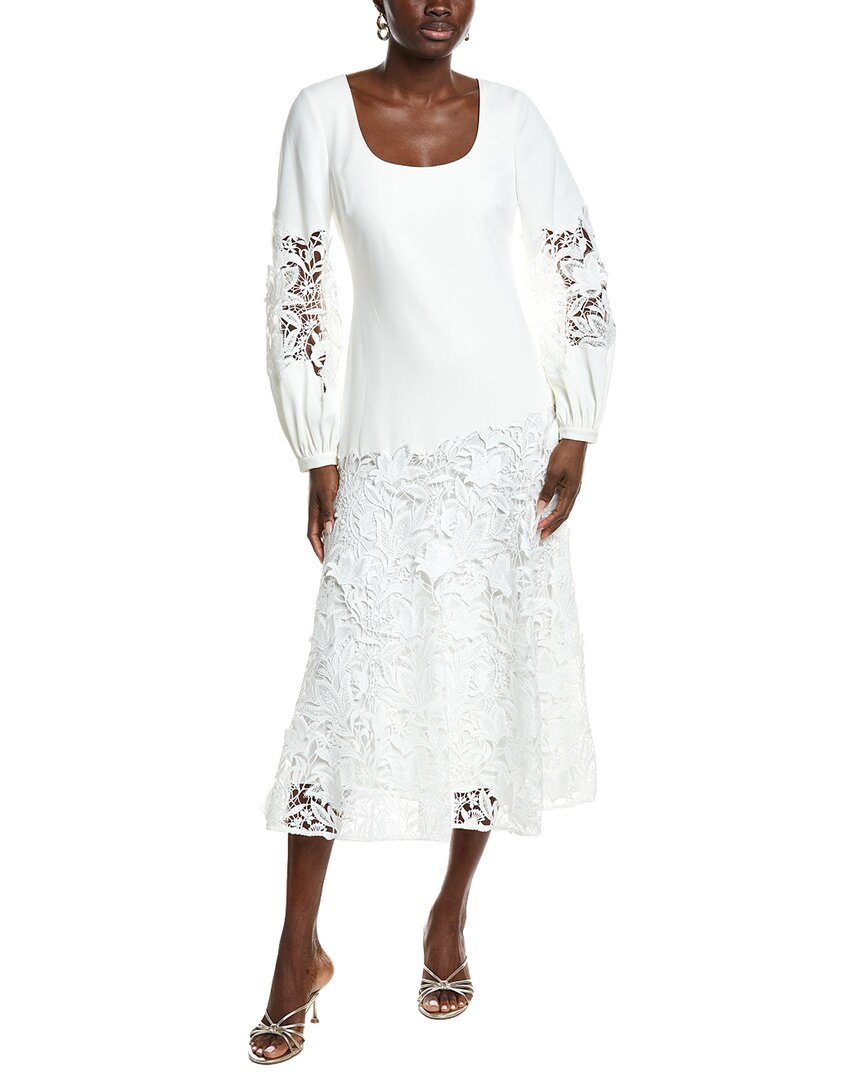Badgley Mischka Lace Inset Cocktail Dress - White