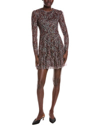 Laundry By Shelli Segal Mesh Shirred Shoulder Dress