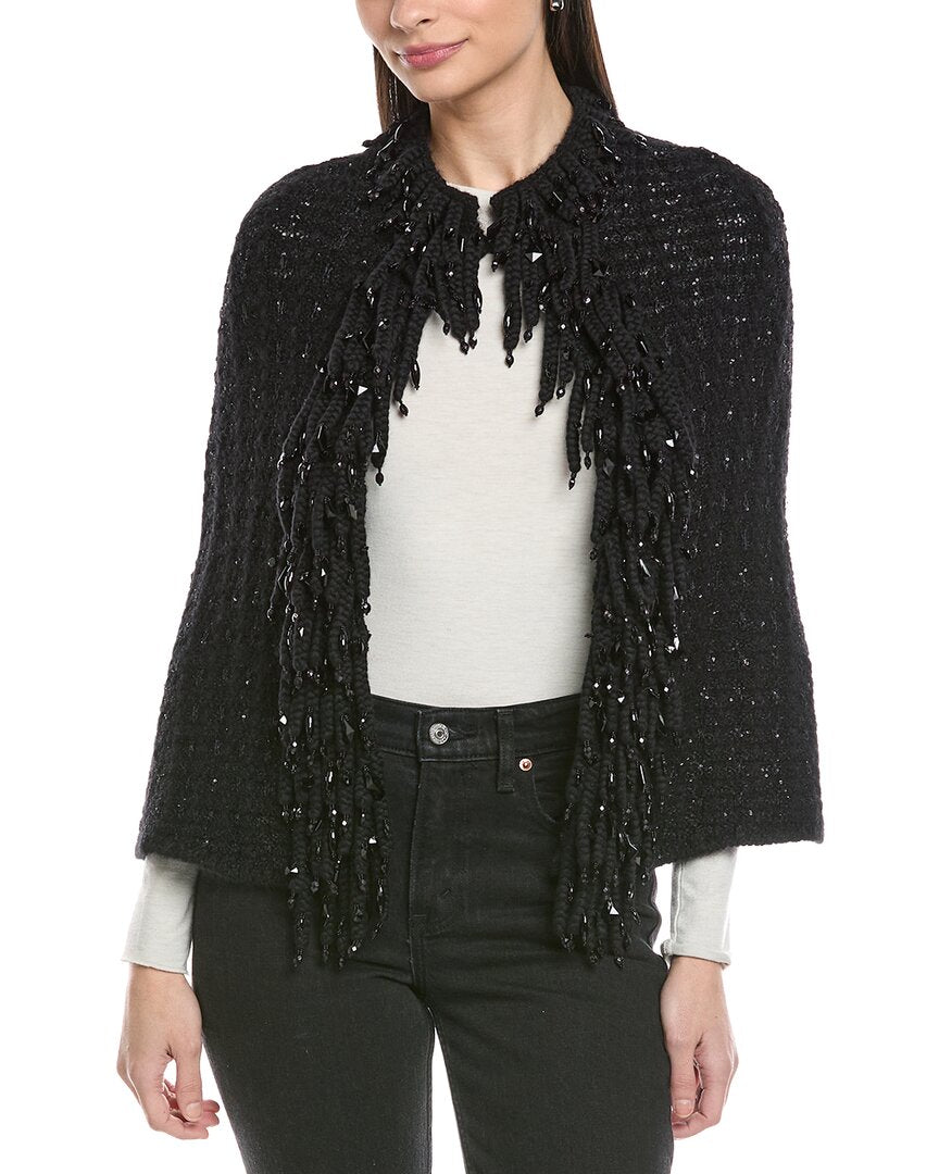 Valentino Mohair & Wool-Blend Fringe Poncho
