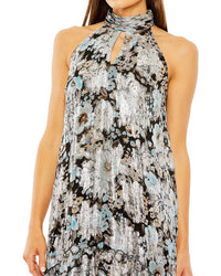 Mac Duggal High Neck Keyhole Ruffle Mini Dress