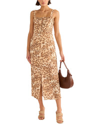 Minkpink Arden Tie Linen-Blend Midi Dress