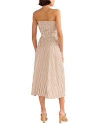 Minkpink Artemis Shirred Linen-Blend Midi Dress