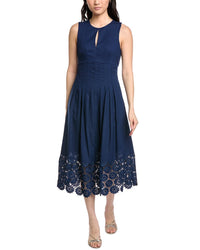 Sam Edelman Pintuck Linen-Blend A-Line Dress