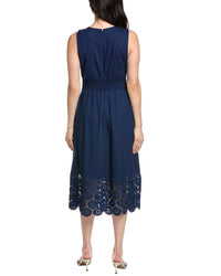 Sam Edelman Pintuck Linen-Blend A-Line Dress