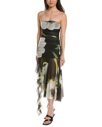 Moonsea Ruched Mesh Midi Dress