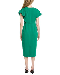 Badgley Mischka Side Drape Cape Cocktail Dress