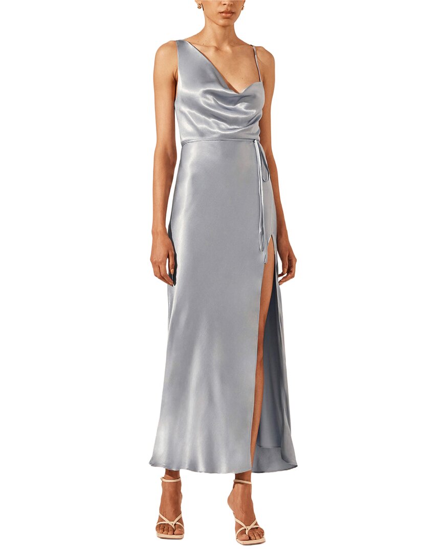 Shona Joy La Lune Draped Side Split Midi Dress