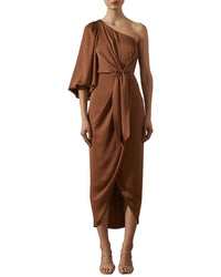 Shona Joy Luxe Tie Front One Shoulder Dress