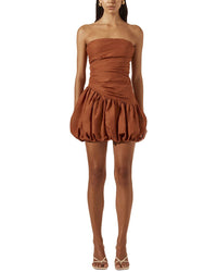 Shona Joy Celeste Strapless Linen-Blend Bubble Mini Dress
