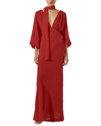 Shona Joy Amina Plunge Balloon Sleeve Maxi Dress