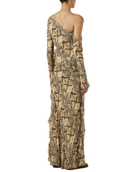 Shona Joy Hadiya Asymmetrical Long Sleeve Ruffle Maxi Dress