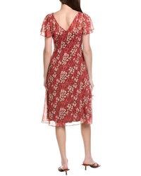Adrianna Papell Flutter Sleeve Floral Chiffon Midi Dress