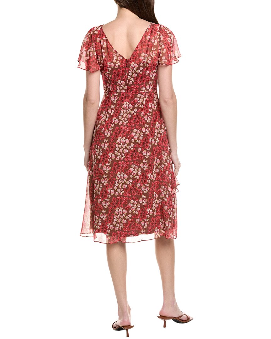 Adrianna Papell Flutter Sleeve Floral Chiffon Midi Dress