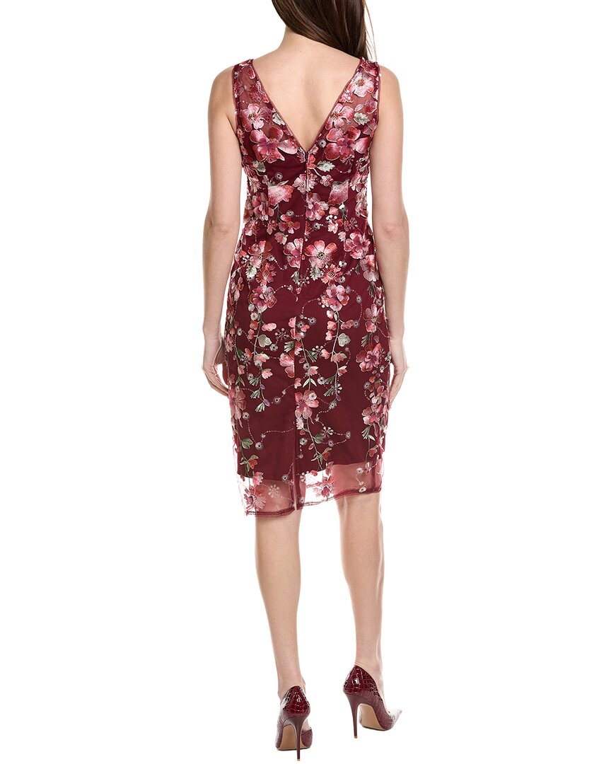 Adrianna Papell Floral Sequin Embroidery Midi Sheath Dress