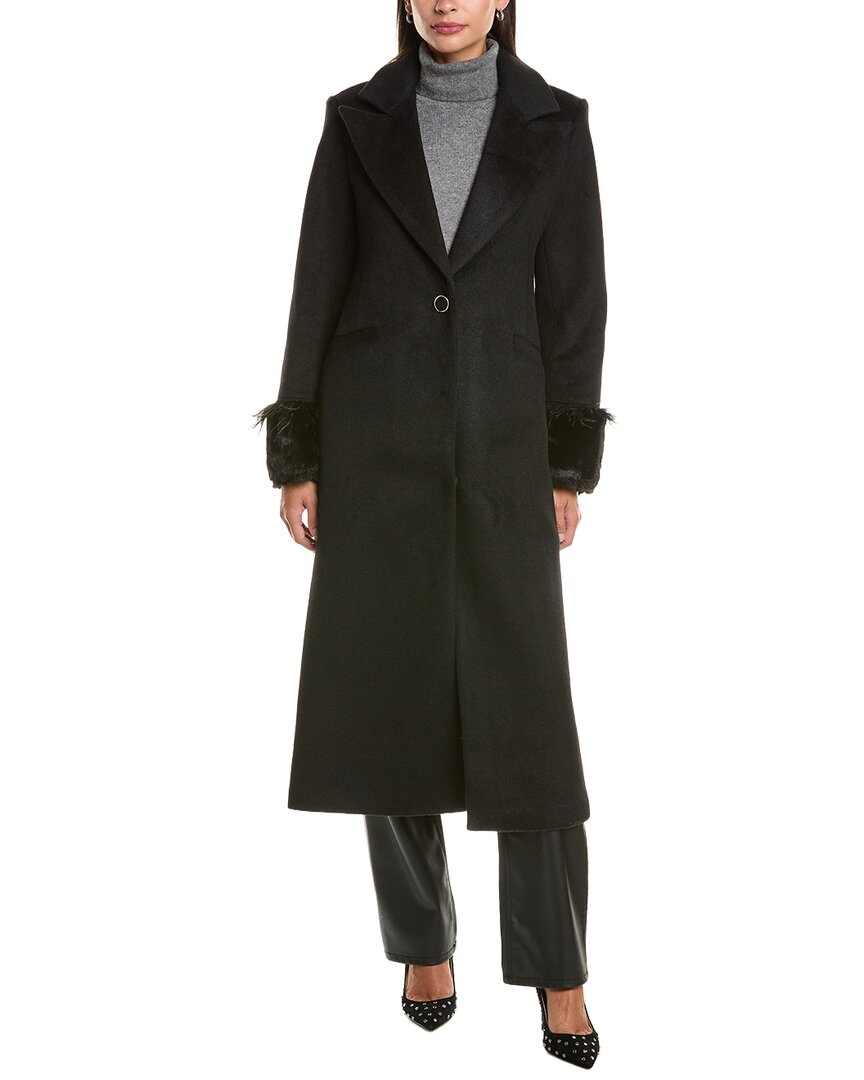 CeCe Cece Feather Cuff Maxi Coat
