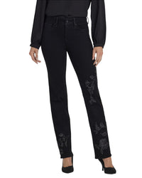 NYDJ Nydj Petite Marilyn Black Rinse Straight Leg Jean
