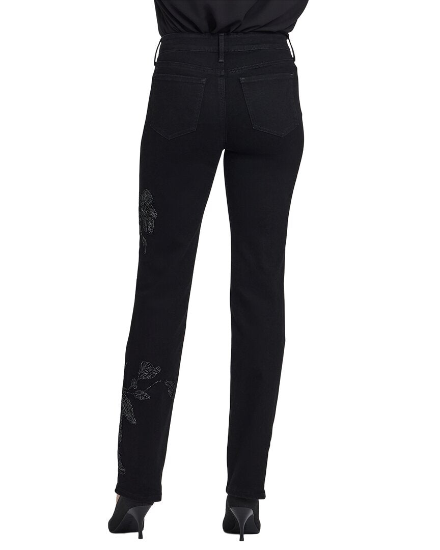 NYDJ Nydj Petite Marilyn Black Rinse Straight Leg Jean