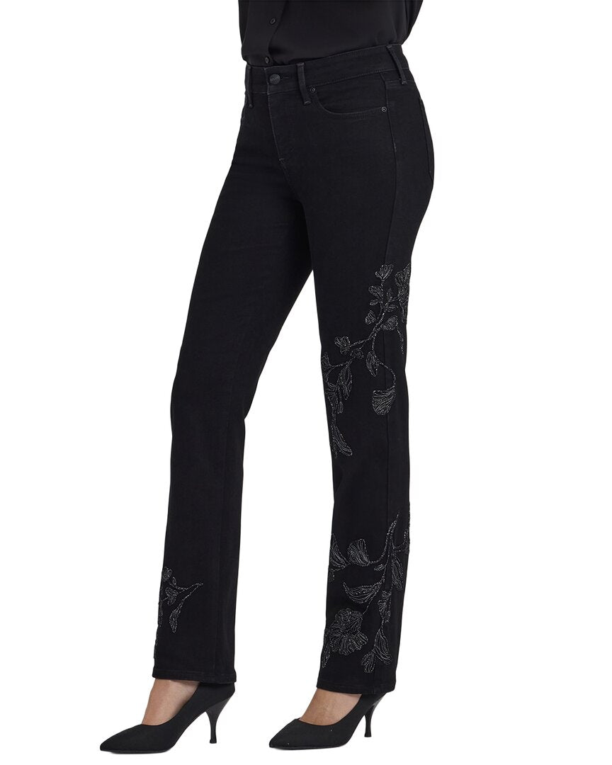NYDJ Nydj Petite Marilyn Black Rinse Straight Leg Jean