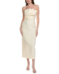 Lela Rose Draped Tulip Silk-Blend Sheath Dress