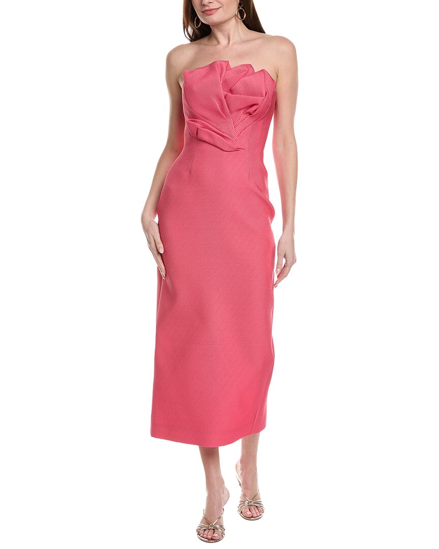Lela Rose Draped Tulip Silk-Blend Sheath Dress