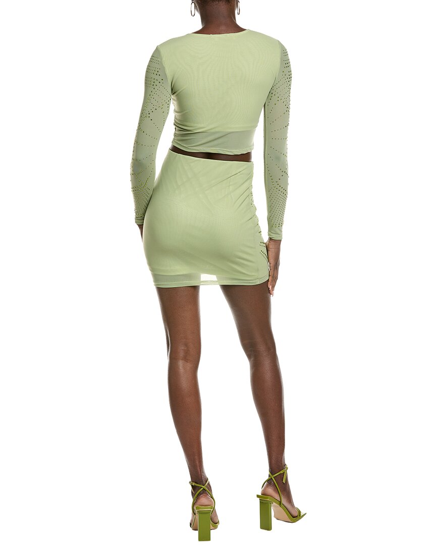 Marion 2Pc Rhinestone Mesh Top & Skirt Set