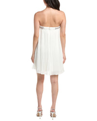 Tadashi Shoji Jemny Pleated Chiffon Trapeze Mini Dress