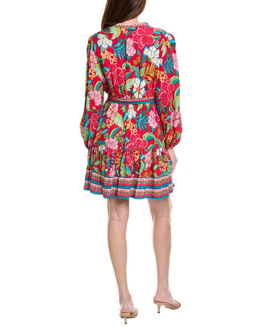 Adrianna Papell Bishop Sleeve Tropical Floral Mini Dress