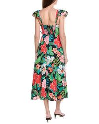Adrianna Papell 3D Tropical Floral A-Line Midi Dress