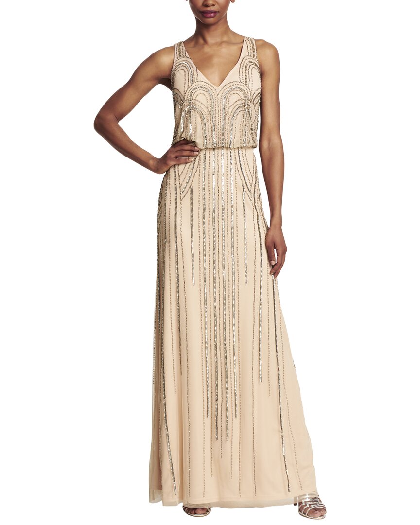 Adrianna Papell Beaded Blouson Art Nouveau Gown