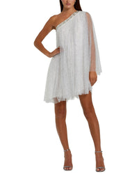 Mac Duggal One Shoulder Embellished Tulle Mini Dress