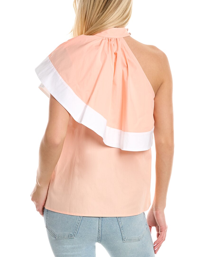 Pearl By Lela Rose Poplin Asymmetrical Ruffle Top