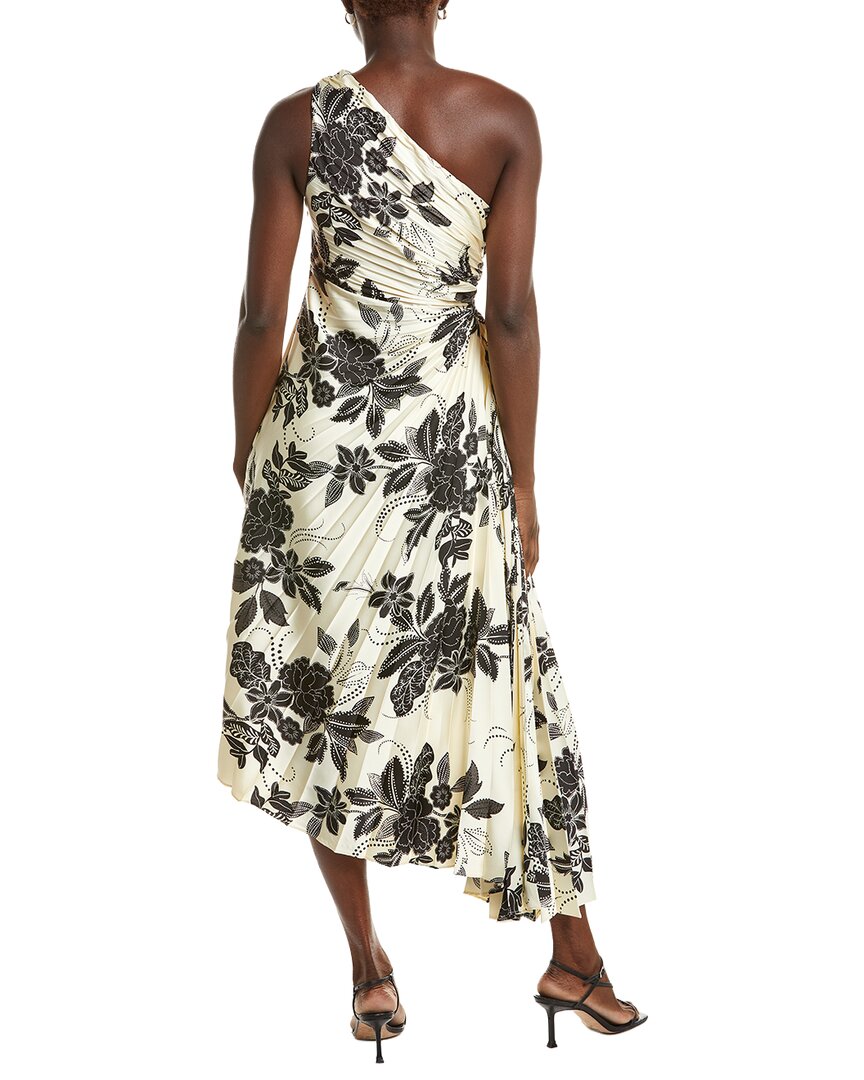 Nicole Miller Accordion Pleated One-Shoulder Midi Dress