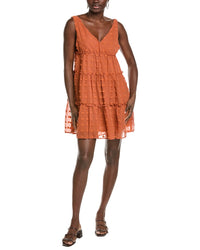 Marion Surplice Swiss Dots Tiered Mini Dress