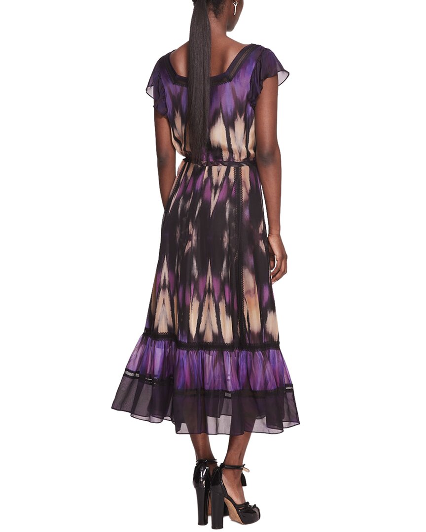 Marchesa Notte Abstract Silk-Blend Midi Dress