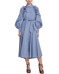 Marchesa Notte Rosette Ruffle Midi Dress – Bluefly