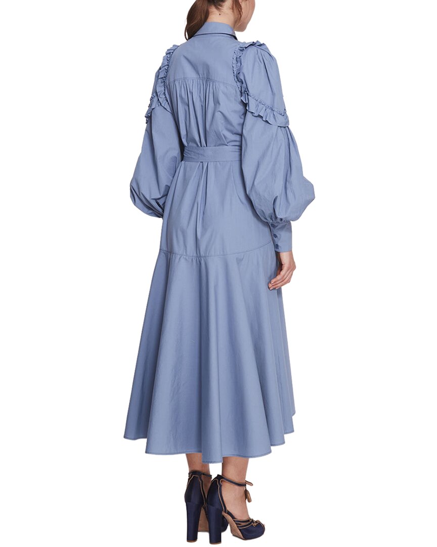 Marchesa Notte Rosette Ruffle Midi Dress