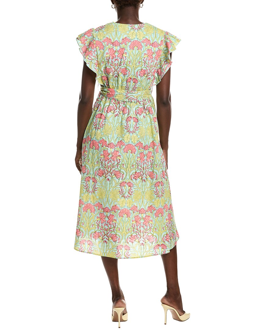 Garrie B Green Floral Boota Ruffle Dress