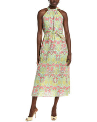 Garrie B Green Floral Boota Ruffle Dress