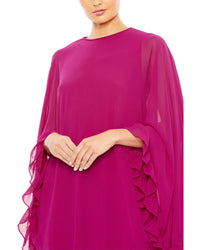 Mac Duggal High Neck Ruffle Hem Cape Mini Dress