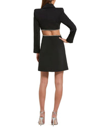Mac Duggal Crepe Blazer Rhinestone Trim Mini Dress