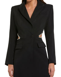 Mac Duggal Crepe Blazer Rhinestone Trim Mini Dress