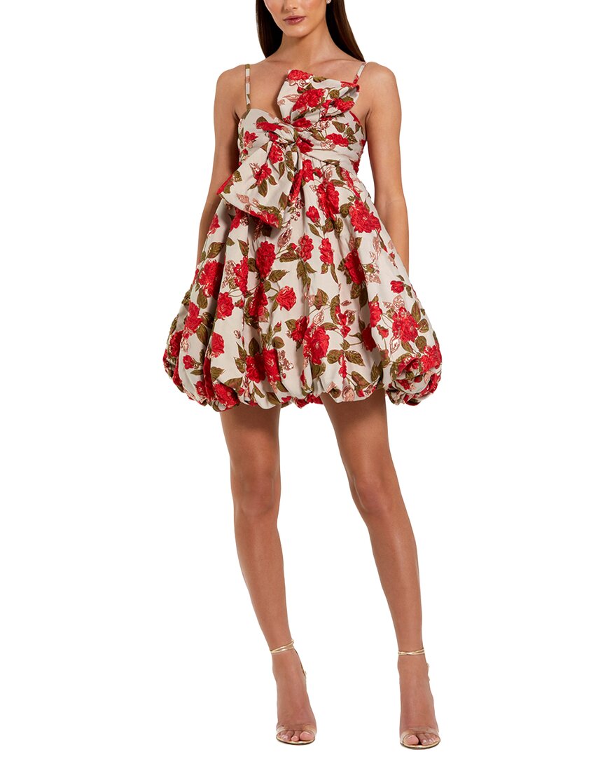 Mac Duggal Mac Duggal Brocade Thin Strap Puff Mini Dress With Bow